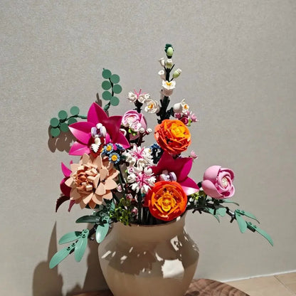 8 bouquets of eternal flowers, roses, orchids, succulents, building blocks, gifts for girls and children  Christmas Gifts