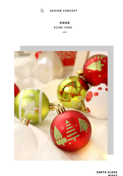 New Christmas Decorations 16 Red Green and White Ball Ornaments Christmas Tree Hanging Decorations Home Party Decorative Pieces