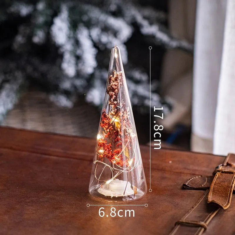 Christmas Tree Glass Night Light for Home Xmas Romantic Holiday Atmosphere Arbol De Navidad Ornaments LED Luminous Decoration