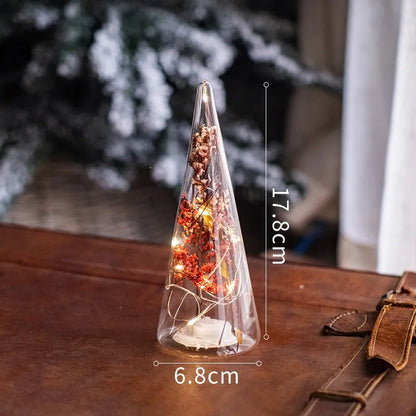 Christmas Tree Glass Night Light for Home Xmas Romantic Holiday Atmosphere Arbol De Navidad Ornaments LED Luminous Decoration