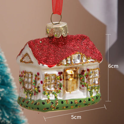 Christmas Tree Hanging Ornaments Glass Decorations for Home New Year Party 2024 Nativity Glass Christmas Decoration Supplies