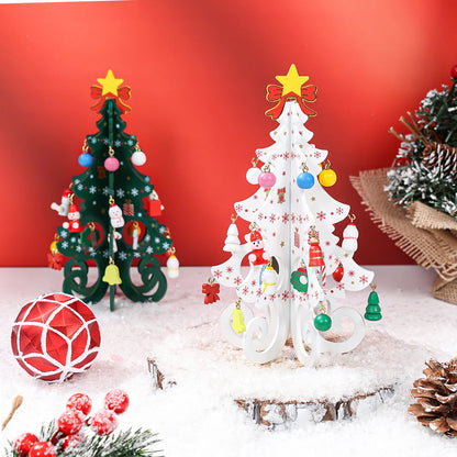 Christmas DIY Tree wooden Ornament Happy 2026 New Year DIY Table Home Decoration Xmas Navidad Merry Christmas Mini Trees