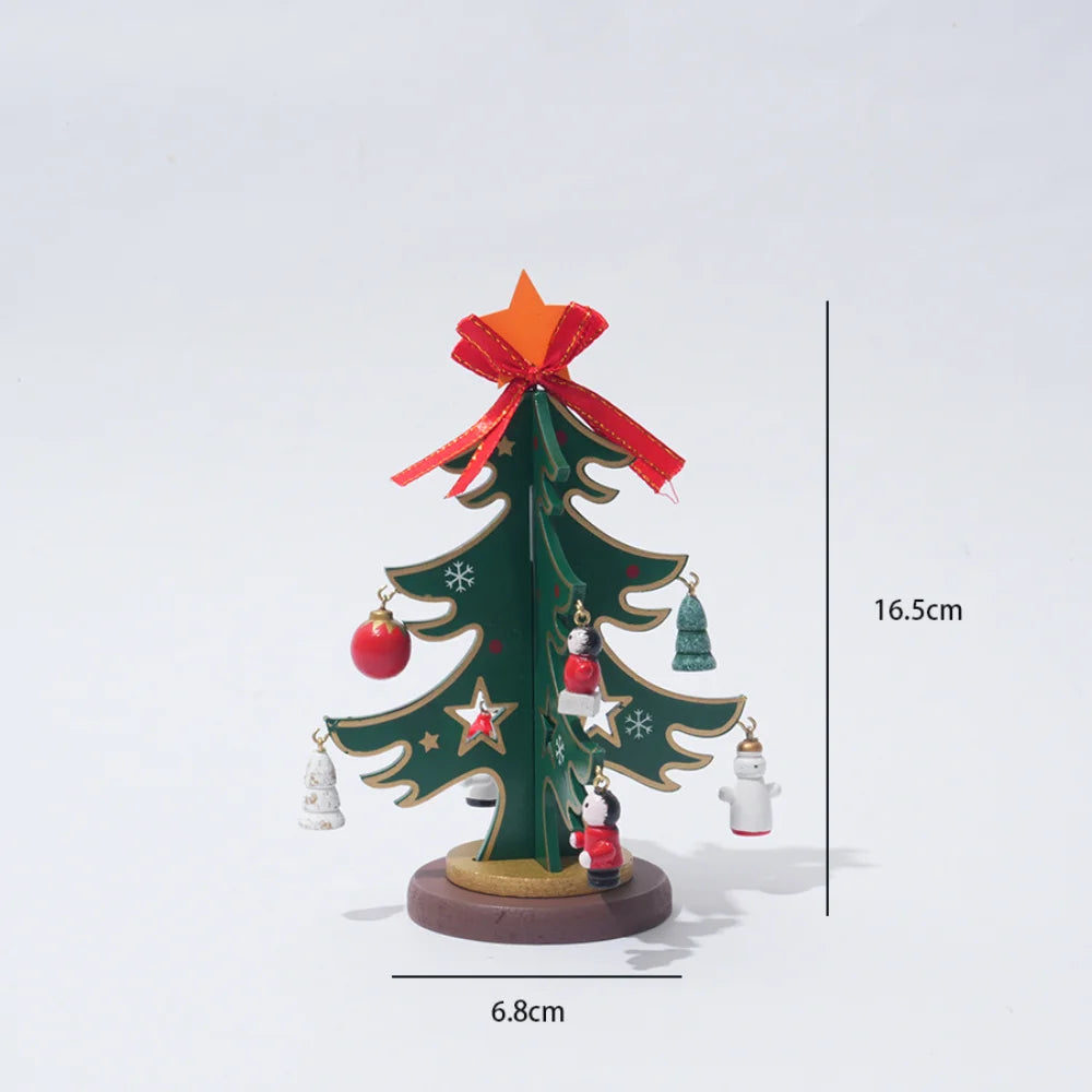 Christmas Wooden Christmas Tree Ornament With Hanging Trinket Children Gift DIY Mini Christmas Tree Festival Home Table Decor