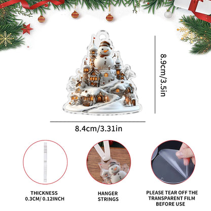 Navidad 2026 New Year Gifts - Christmas Theme Acrylic Hanging Ornaments Art Pendant for Car Home Party Wall Decoration 1PCS