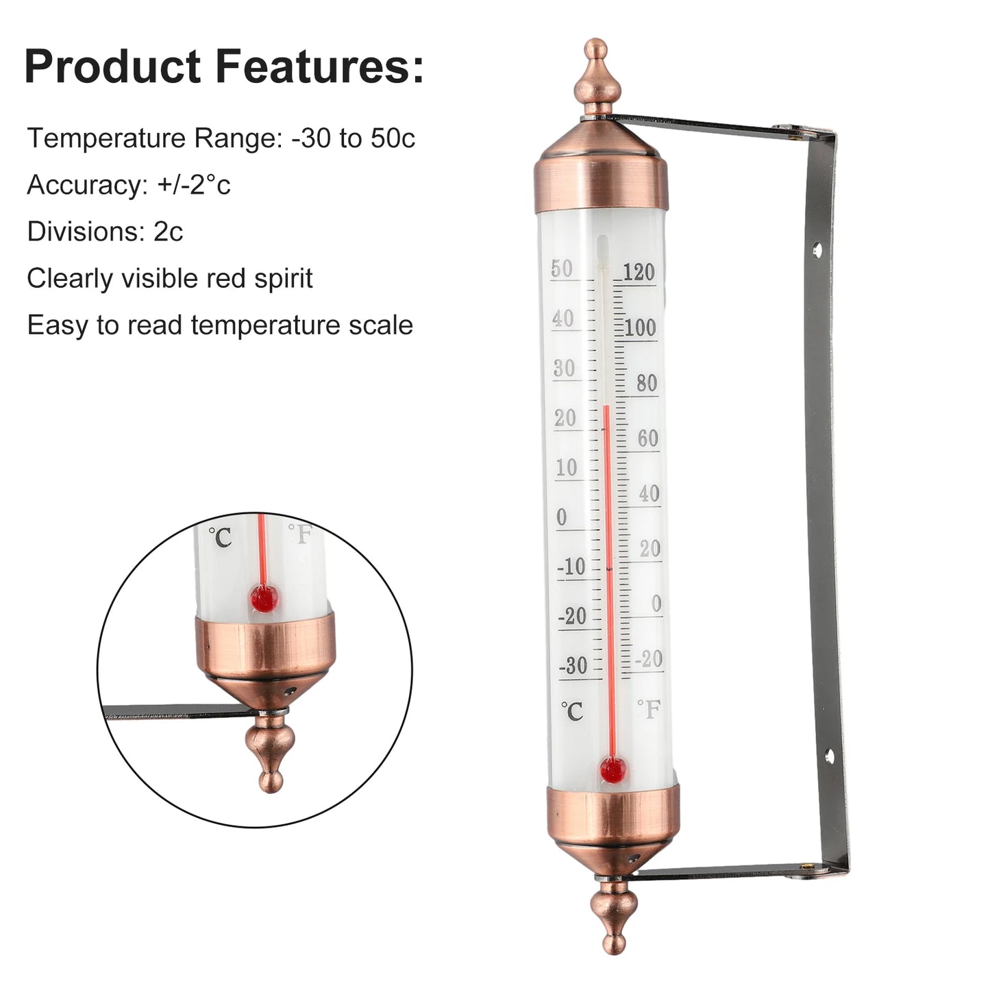 Outdoor Thermometer Garden Patio Outside Wall Greenhouse Sun Terrace Bronze Effect Outside Wall Thermometer Outdoor Thermometers