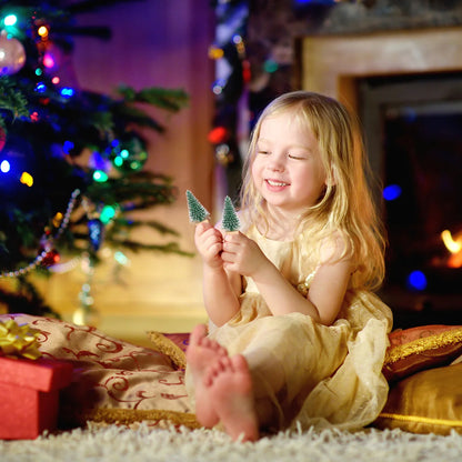 Christmas Tree Ornaments Decorations Mini Hoiday Trees Crafts Snow Frost Bamboo Artificial Indoor Fake Pine Holiday