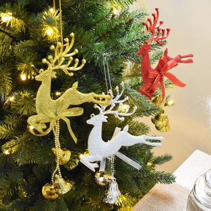 Christmas Tree Hanging Ornaments Christmas Deer Gold Pendants New Year Party Home Xmas Tree Decorations Kids Toys