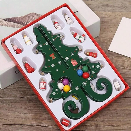 Classic Wooden Christmas Trees with Ornaments Handcrafted Tabletop Holiday Decor Festive Miniature Pine Tree Set for Home Party
