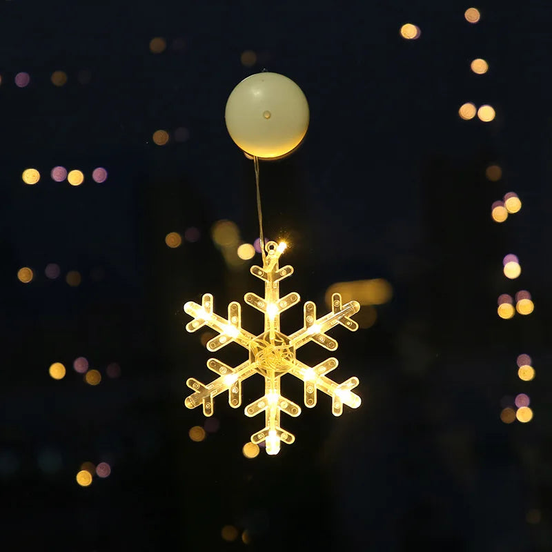 Christmas Ornaments Hanging LED Lights Bedroom Decoration Christmas Decorations Home Window Glass Decoration Warm Battery