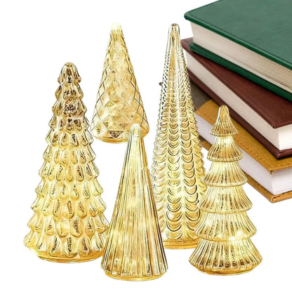 Christmas Trees with Lights 5 Pieces Acrylic LED Small Home Decor LED Light Up Christmas Tree for Outdoor Desk Table Fireplace