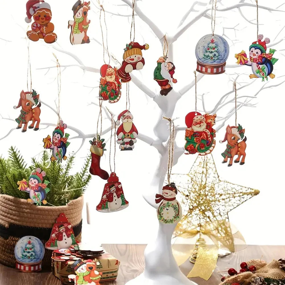 Christmas Wooden Hanging Decorations Courtyard Bar Shop Party Scene Decorate Christmas Tree Decorative Ornaments
