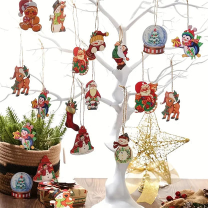 Christmas Wooden Hanging Decorations Courtyard Bar Shop Party Scene Decorate Christmas Tree Decorative Ornaments