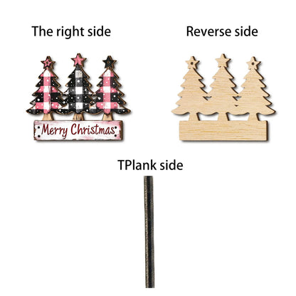 2D Christmas Three Trees Wooden Christmas Decoration Festival Atmosphere Decoration Hanging Pendant Holiday Gifts