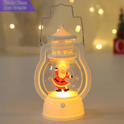 Portable LED Christmas Santa Claus Snowman Lanterns Indoor Decor Lights Battery Powered for Home Xmas New Year Navidad Ornaments