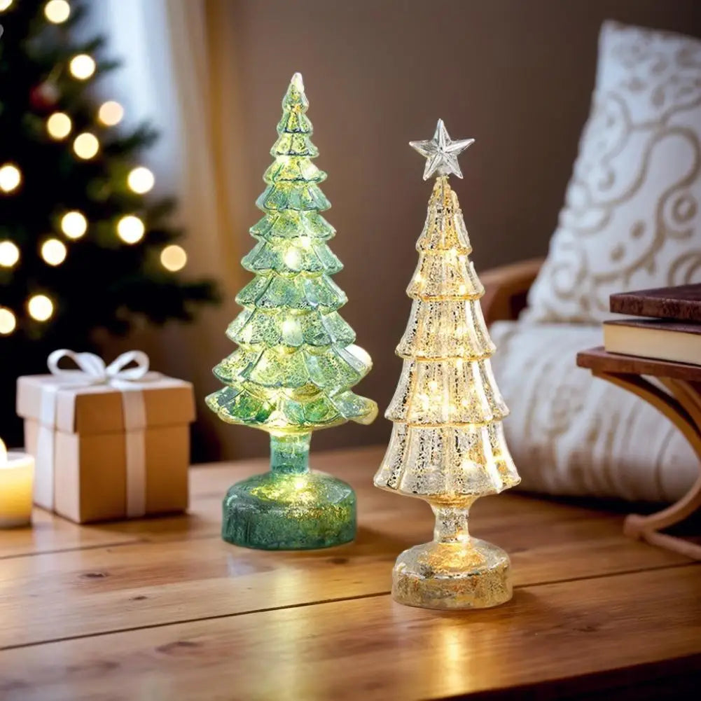 Christmas Tree with Lights Lighted Glass Christmas Tree Battery Operated Christmas Tree Night Lights Tabletop Decor ﻿ Mini Glass