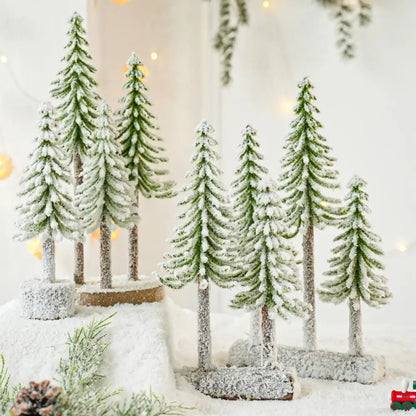 Christmas Tree Decoration Mini Christmas Tree Artificial Bottle Brush Trees with Snow Frost Flocked Pine for Winter Table Decor