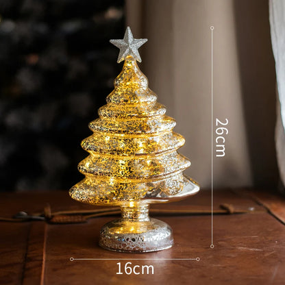 Christmas Tree Glass Night Light for Home Xmas Romantic Holiday Atmosphere Arbol De Navidad Ornaments LED Luminous Decoration