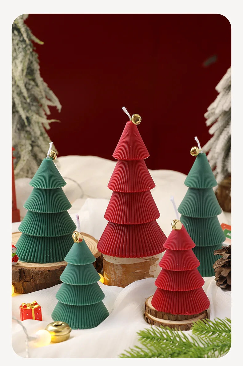 Christmas Tree Candle for Festive Decor  Red Green Home Decorative Candle for Holiday Celebrations New Year's Decor