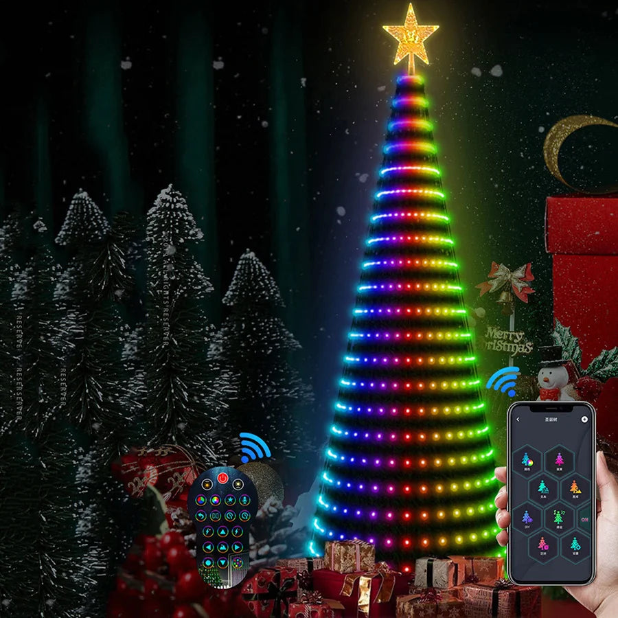 Christmas Ornamental Tree Lights Smart APP Music Sync Waterproof Indoor Outdoor String Christmas Decoration Atmosphere Lighting