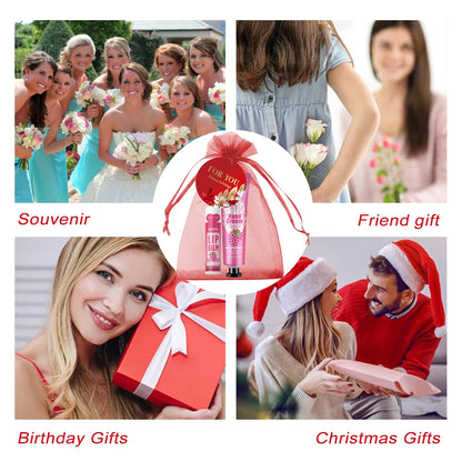 96pcs gift set hand cream and lip balm, with thank you card and organza bag, suitable for wedding, ladies party