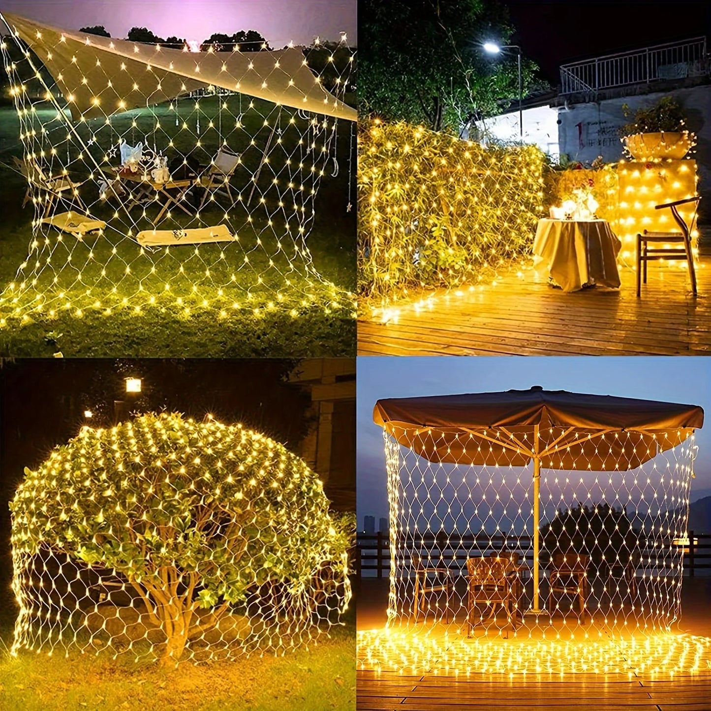 Christmas Net Lights Outdoor Solar Powered Mesh Light Waterproof Timing Dimmable for Tree Garden Yard Wedding Party Decoration