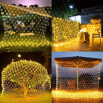 Christmas Net Lights Outdoor Solar Powered Mesh Light Waterproof Timing Dimmable for Tree Garden Yard Wedding Party Decoration