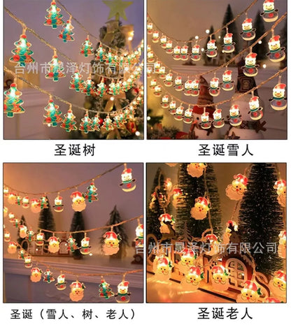 Christmas LED Color Light Strings Snowman Elders Christmas Tree Decorative Lights Scene Party Pendants Ambient Lights