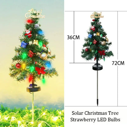 Christmas Tree LED Lights Solar Outdoor Decorative Lawn Garden Lamp Pathway Landscape Lighting for Holiday Festive Decor