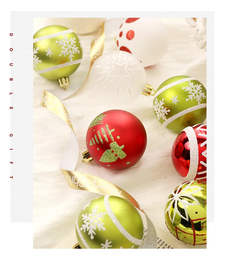 New Christmas Decorations 16 Red Green and White Ball Ornaments Christmas Tree Hanging Decorations Home Party Decorative Pieces