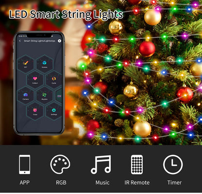 Led Fairy Light Strip Christmas Lights Smart Bluetooth USB Music Festoon Street Garland Wedding Birthday Party Decor for Home