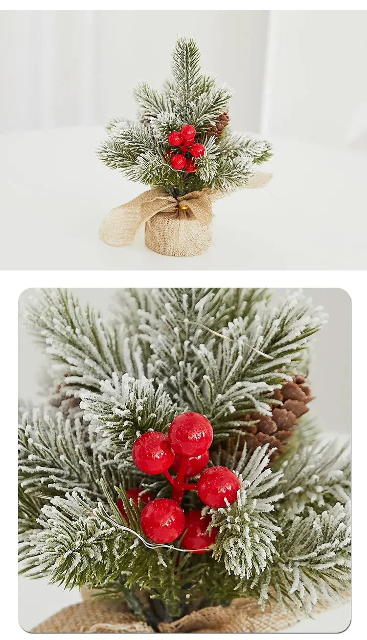 Christmas Tree Mini Desktop Decoration Plush Falling Snow PE Tree Holiday Scene Decoration 20cm Christmas Trees Home Decor