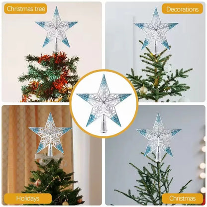 Christmas Ornament Christmas Tree Star Topper Star Party Decoration Tree toppers Blue Decorchraitmas Supplies Favors