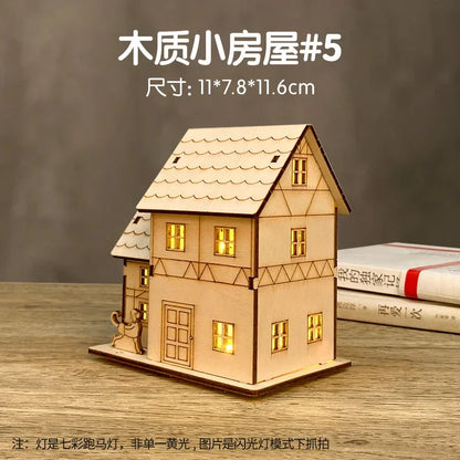 Christmas LED Wooden House Light Luminous Cabin Ornament
