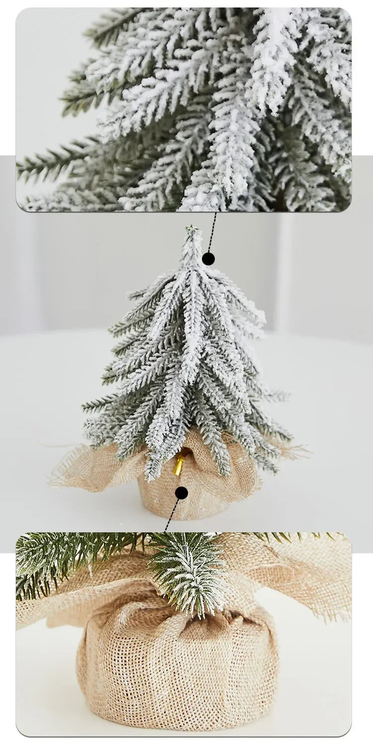 Christmas Tree Mini Desktop Decoration Plush Falling Snow PE Tree Holiday Scene Decoration 20cm Christmas Trees Home Decor