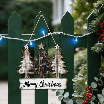 2D Christmas Three Trees Wooden Christmas Decoration Festival Atmosphere Decoration Hanging Pendant Holiday Gifts