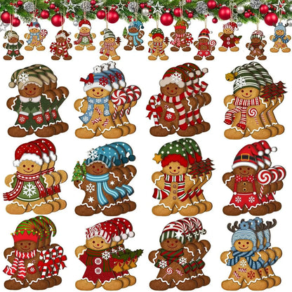 Cute Cartoon Gingerbread Man Ornaments Christmas Tree Wooden Hanging Decorations Pendants Xmas DIY Hangings Home Decor