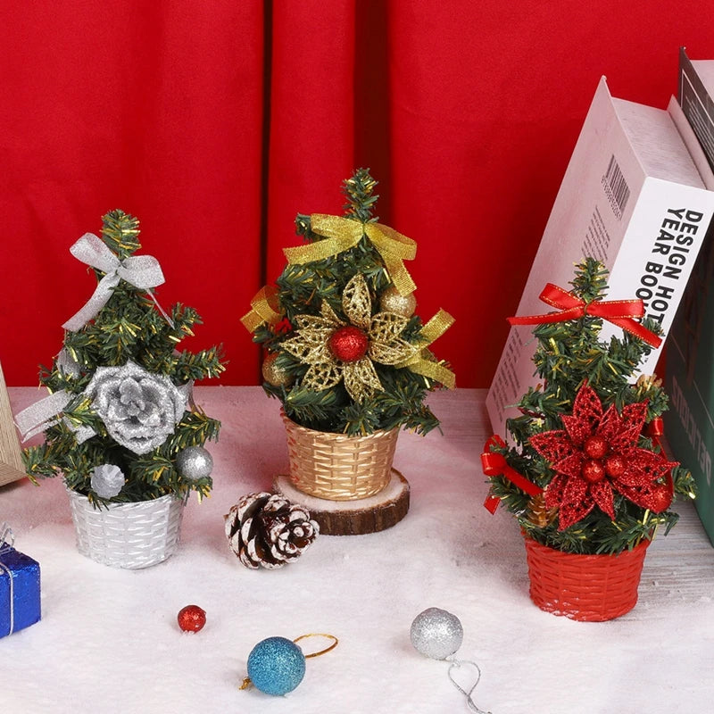 3PCS Xmas Tree Artifical Mini Christmas Tree Christmas Gift Snow Frost Trees Home Decor