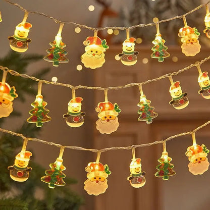 Christmas LED Color Light Strings Snowman Elders Christmas Tree Decorative Lights Scene Party Pendants Ambient Lights