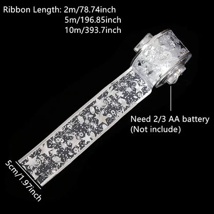 Christmas Decoration LED Ribbon Lights Christmas Tree Ornaments DIY Lace Bows String Light Navidad Home Decoration New Year 2025