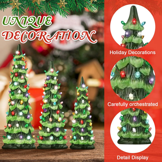 Christmas Tree Desktop Ornament Resin Decorative Home For Living Room Holiday Tabletop Display Festive Centerpiece