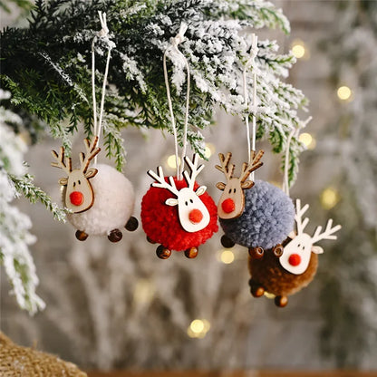 Christmas Ornaments Wooden Elk Hanging Pendant Ornament Christmas Tree Decor for Home New Year 2024 Noel Navidad Decorations