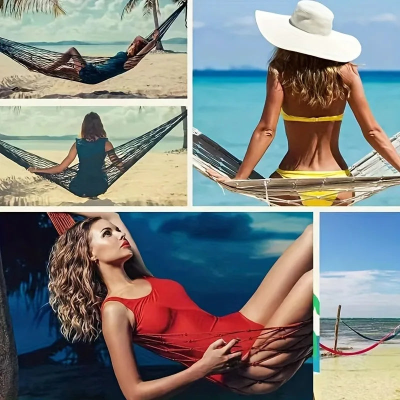 Outdoor Sports Hammock, Outdoor Sports Camping Hammock Net Nylon Rope Hook, Suitable for Garden, Beach, Courtyard Travel