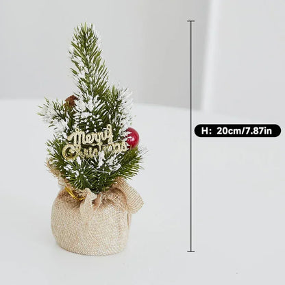 Christmas Tree Mini Desktop Decoration Plush Falling Snow PE Tree Holiday Scene Decoration 20cm Christmas Trees Home Decor