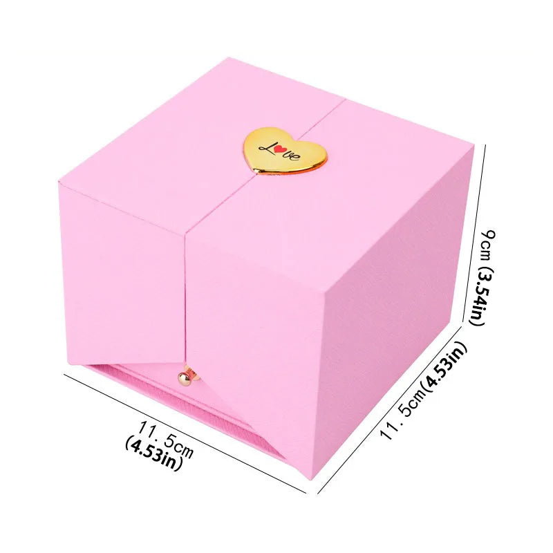 Birthday Gift for Girlfriend - 9 Rose Jewelry Box with Drawer Storage, Quadrilateral Spray-Painted Plastic Design, Perfect for H