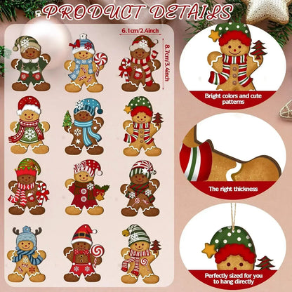 Cute Cartoon Gingerbread Man Ornaments Christmas Tree Wooden Hanging Decorations Pendants Xmas DIY Hangings Home Decor