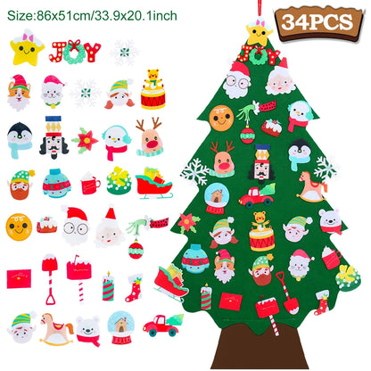 Kids DIY Felt Christmas Tree Merry Christmas Decorations For Home 2025 Christmas Ornaments Navidad 2026 New Year Gifts Xmas Tree