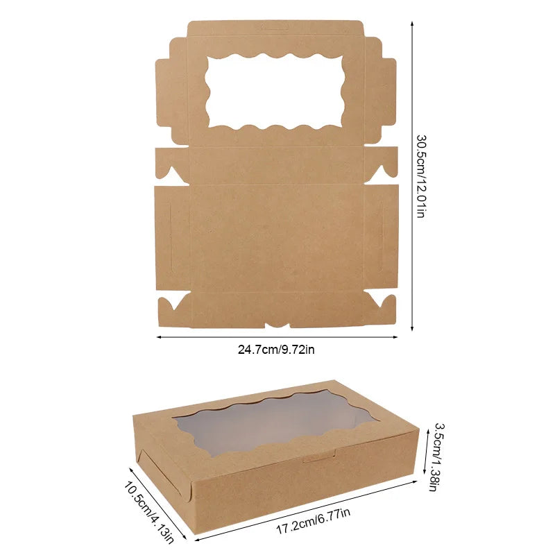 5-20pcs Gift Boxes With Window Birthday Party Chocolate Candy Cookie Gift Packaging Wedding Supplies Baby Shower Christmas Decor