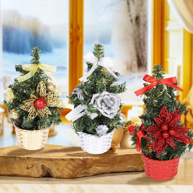3PCS Xmas Tree Artifical Mini Christmas Tree Christmas Gift Snow Frost Trees Home Decor
