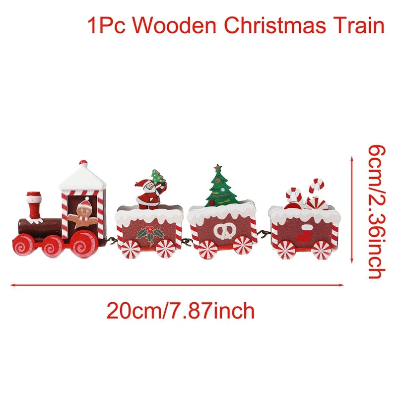 Christmas Tree Ornaments Wooden Train Christmas Decorations for Home Decor 2024 Navidad Noel Natal Gifts Happy New Year 2025