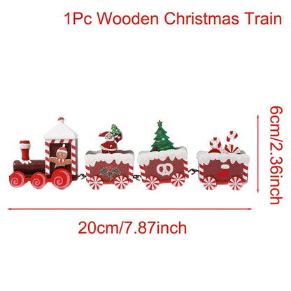 Christmas Tree Ornaments Wooden Train Christmas Decorations for Home Decor 2024 Navidad Noel Natal Gifts Happy New Year 2025